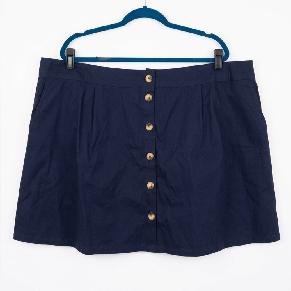 ASOS Curve Navy Button Front Mini Skater Skirt US SIZE 22 Blue Skirt Plus Size
